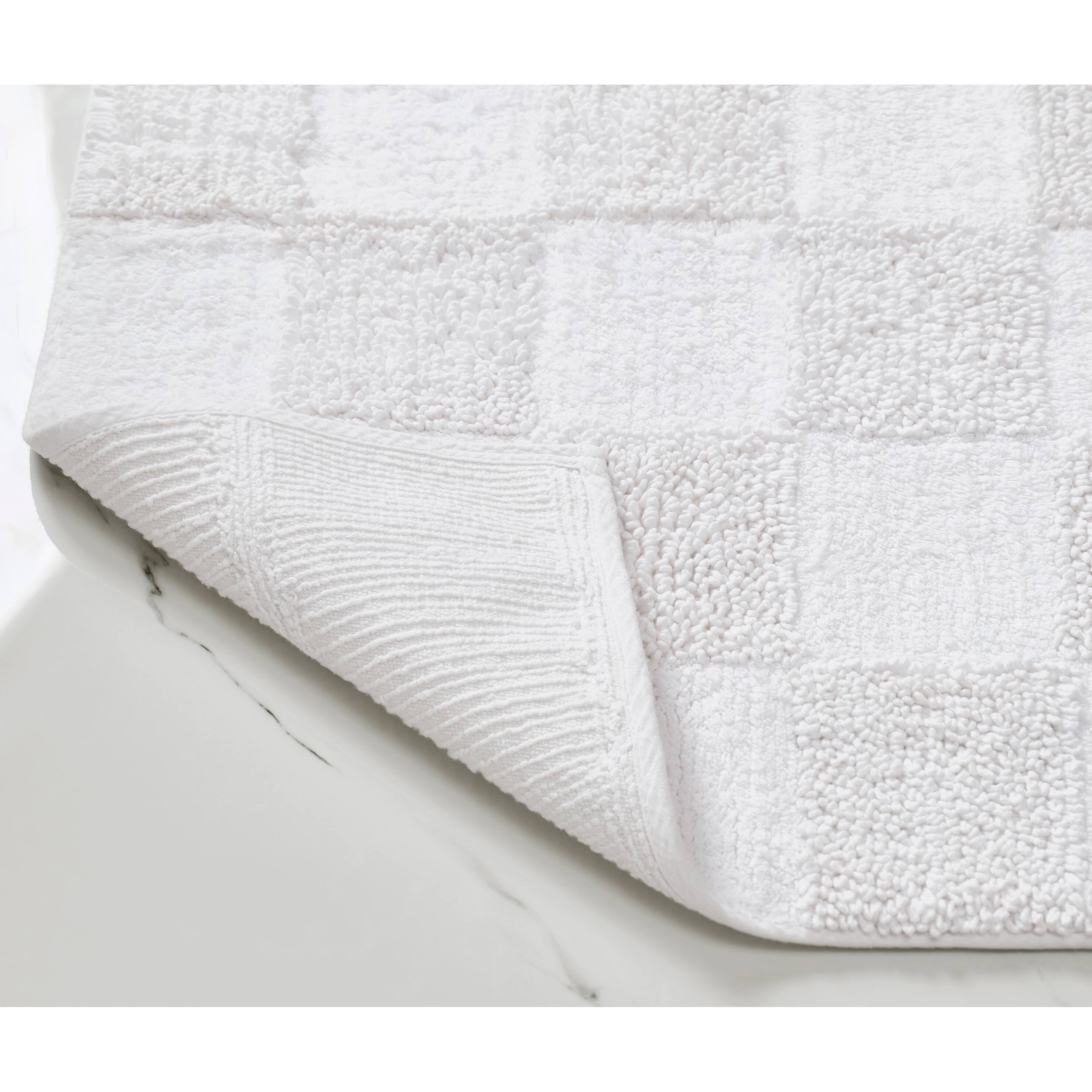 Better Trends Lydia Collection Square Check Pattern Bath Mat & Towel